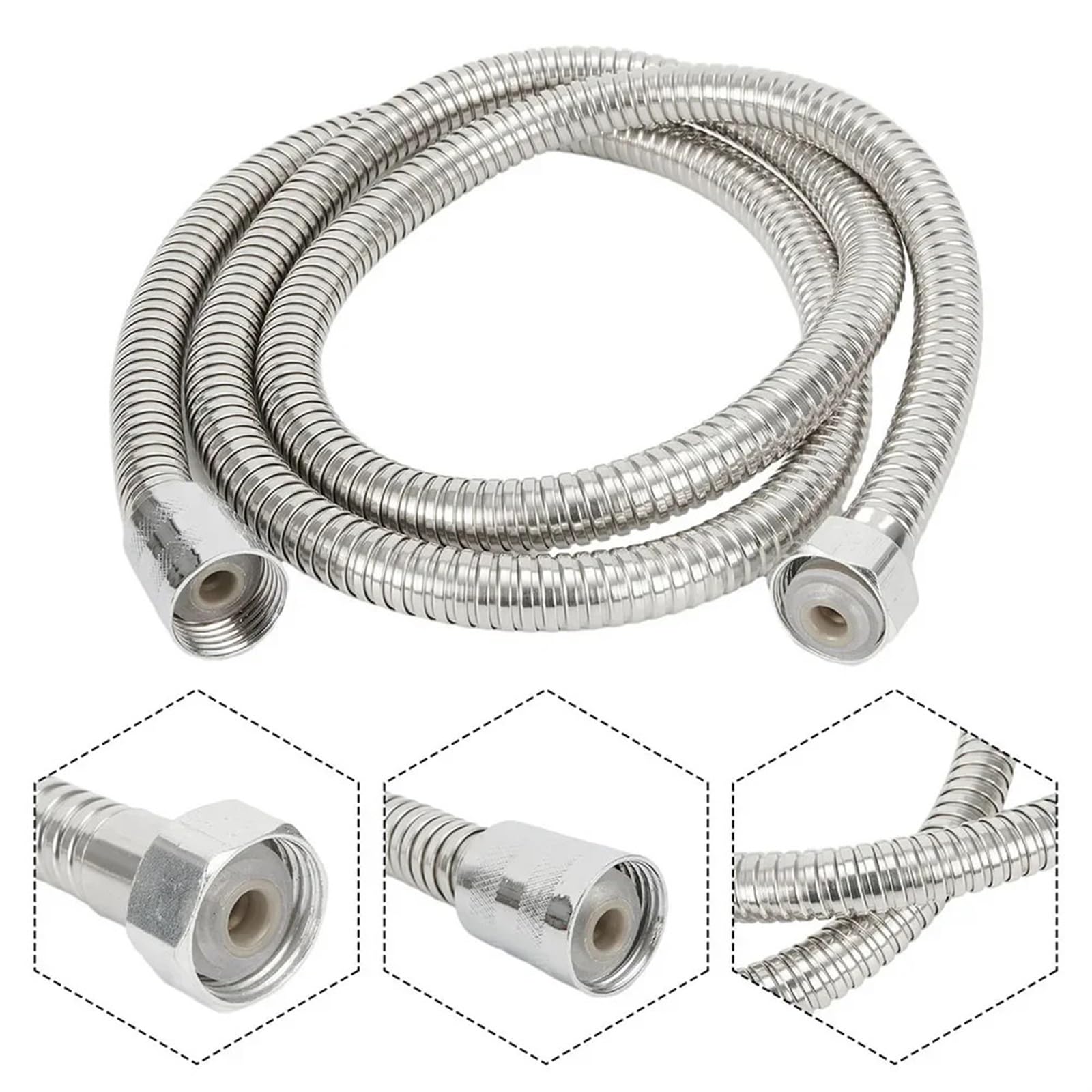 Flessibile for doccia flessibile in acciaio inossidabile con lunghezza 3/4/5 metri for tubo idraulico di prolunga for uso domestico per Bagno(5M)