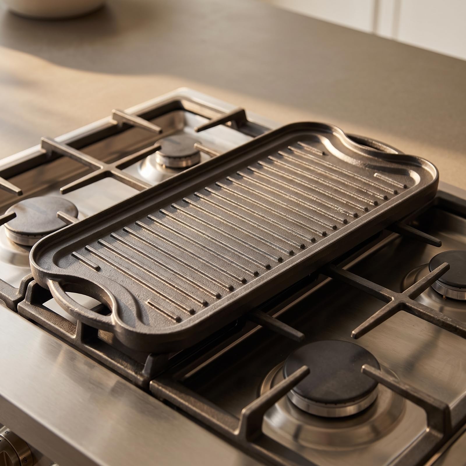 MagiDeal Plancha Hierro Fundido Parrilla Hierro Fundido Resistente Sartén con Asas para Cocineros, Cocina