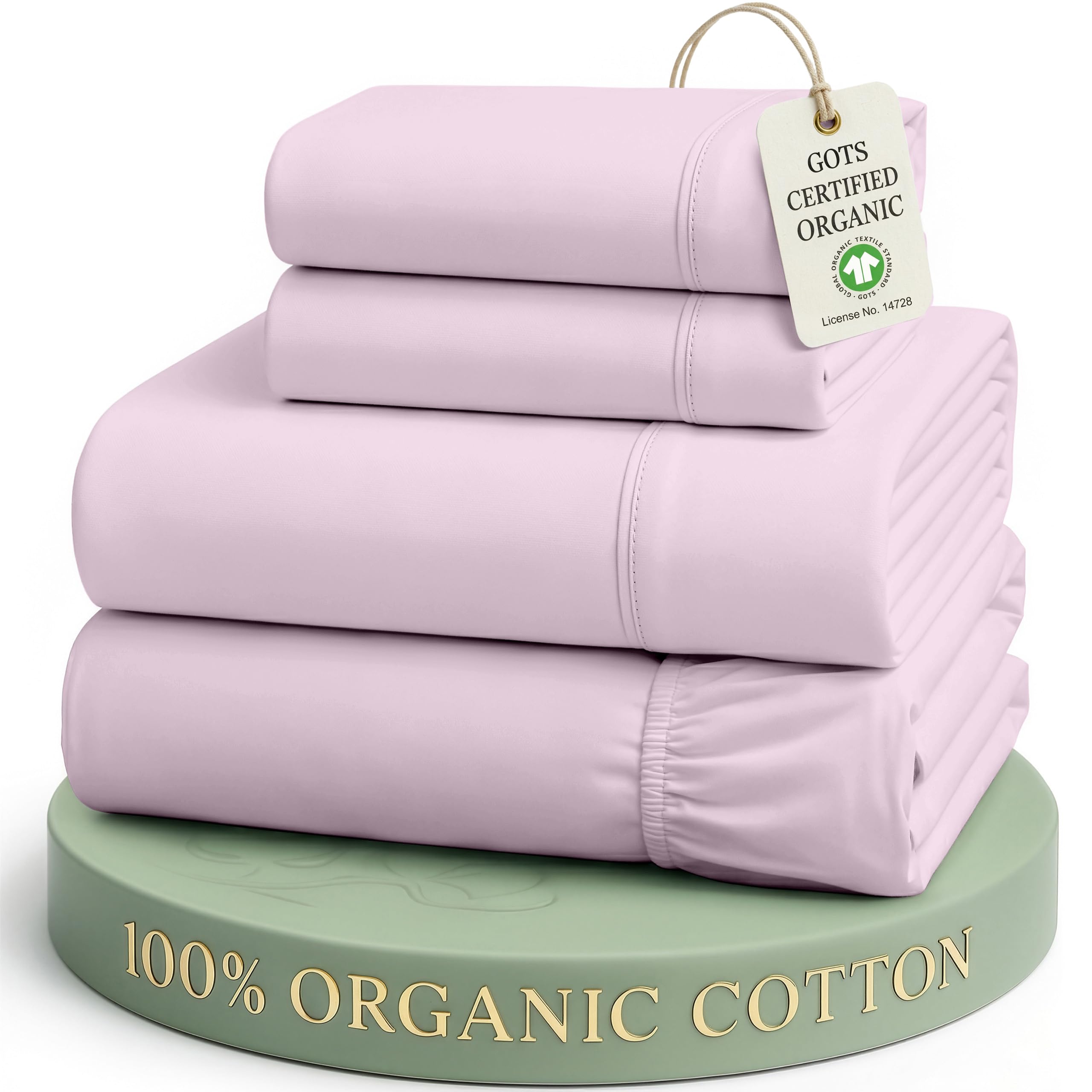 LANE LINEN Full Size Sheets 100% Organic Cotton Cooling Soft - Orchid Petal