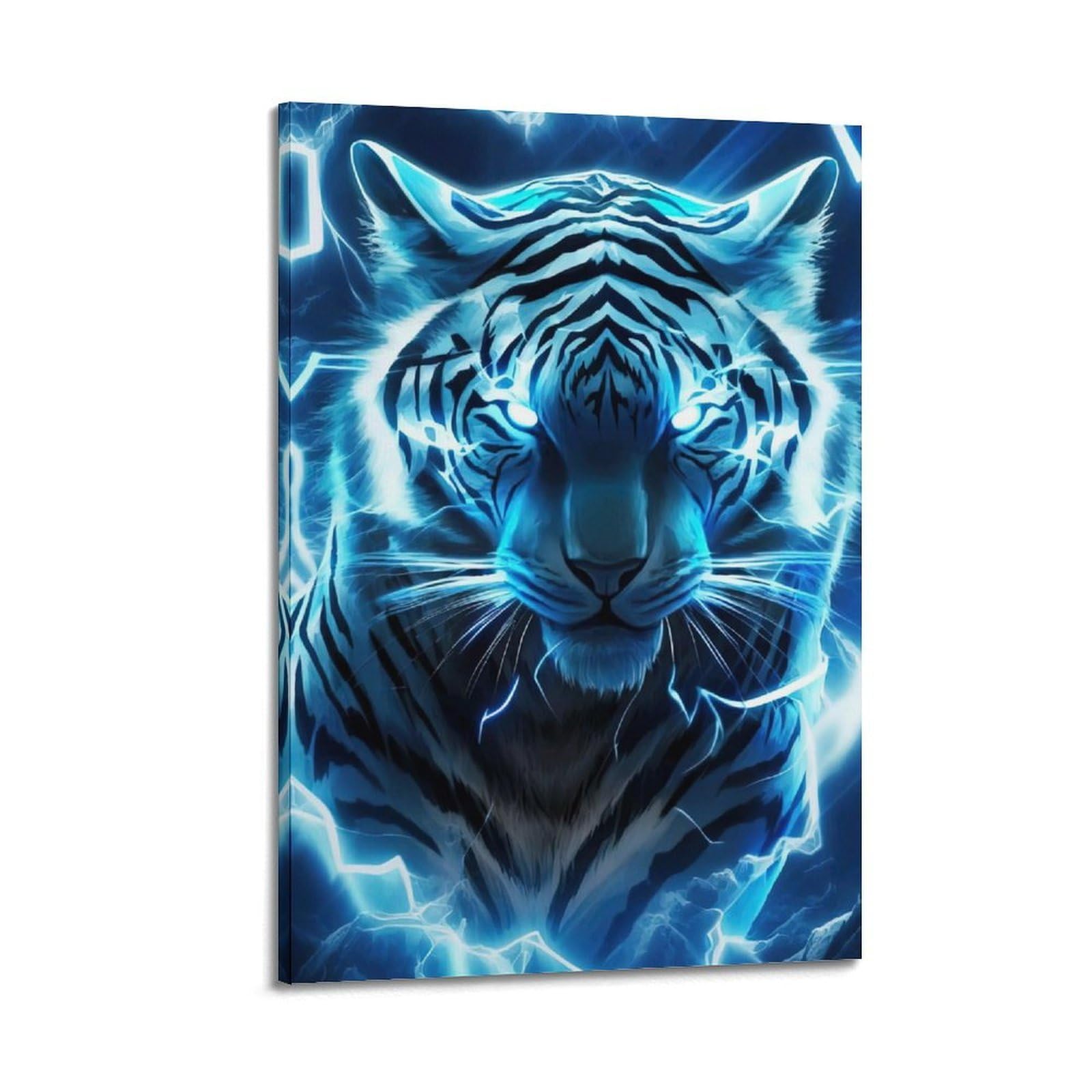 WZKTCL Animal Poster Fierce White Tiger Poster Decorative Painting Canvas Wall Posters And Art Picture Print Modern Family Bedroom Decor Posters 20x30inch(50x75cm)
