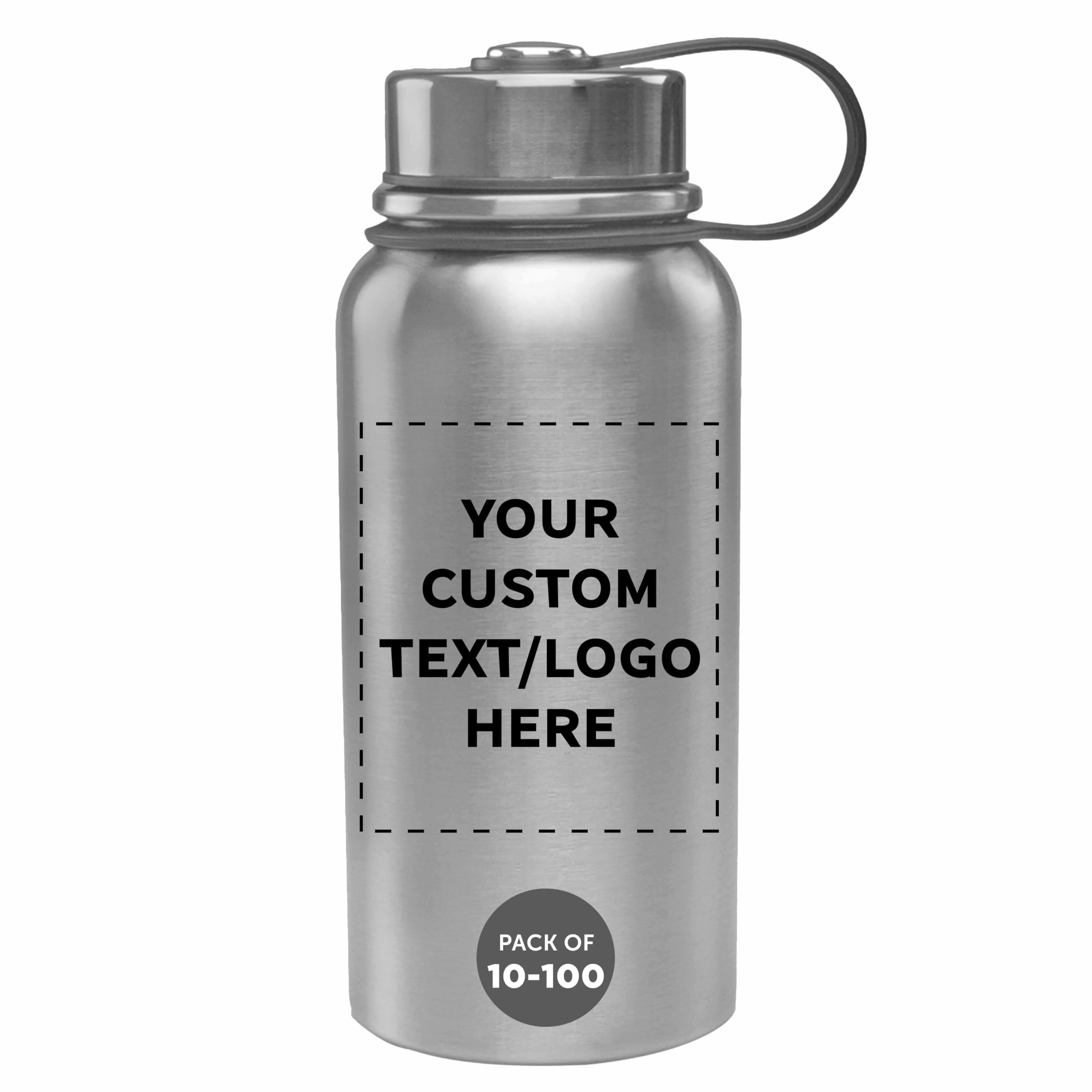 DISCOUNT PROMOS Custom Vacuum Stainless Steel Water Bottles 27 oz Set of 10 50 100 Personalized Bulk Pack