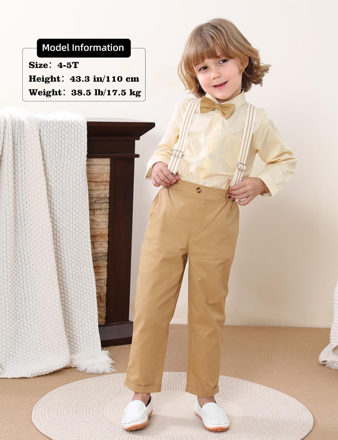A&J DESIGN Toddler Suit Boys Baby Wedding Dress Clothes Kids Formal Outfit Set with Suspender - Image 2