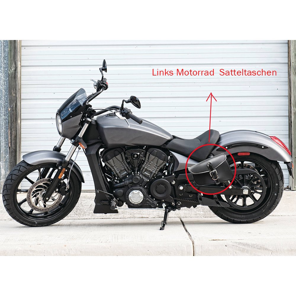 Torby na siodło motocyklowe. Wodoodporna torba na lewą stronę czarna, ze skóry PU. 1 szt.