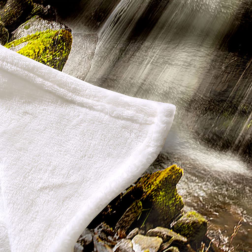 Coperta In Pile Di Pelliccia Sintetica Per Divano E Letto, Paesaggio Roccioso Della Cascata Stampata Coperta Matrimoniale Invernale Di Flanella 180X200Cm Morbida, Calda E Accogliente, Fluffy