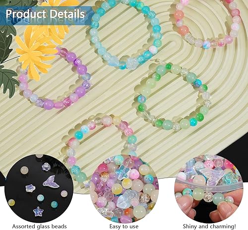 Miniatura 5 de Jmzothie 105 cuentas de vidrio, cuentas redondas pulidas multicolor sueltas, cuentas de cristal para hacer joyas, aretes, collares y manualidades
