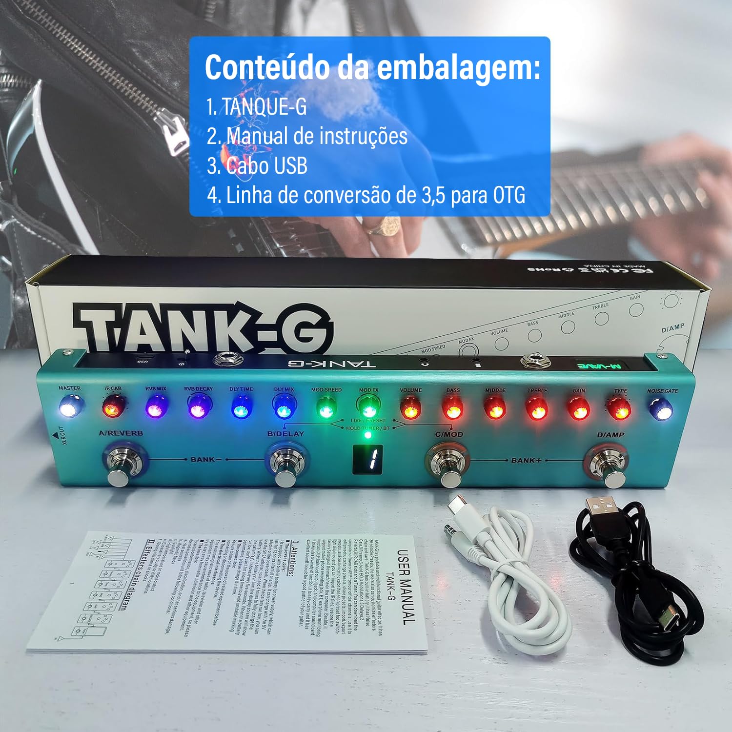 M-VAVE TANK-G ギターマルチエフェクター Pedal de Guitarra Multi-Efeitos, Effects Pedal guitarra Reverb
