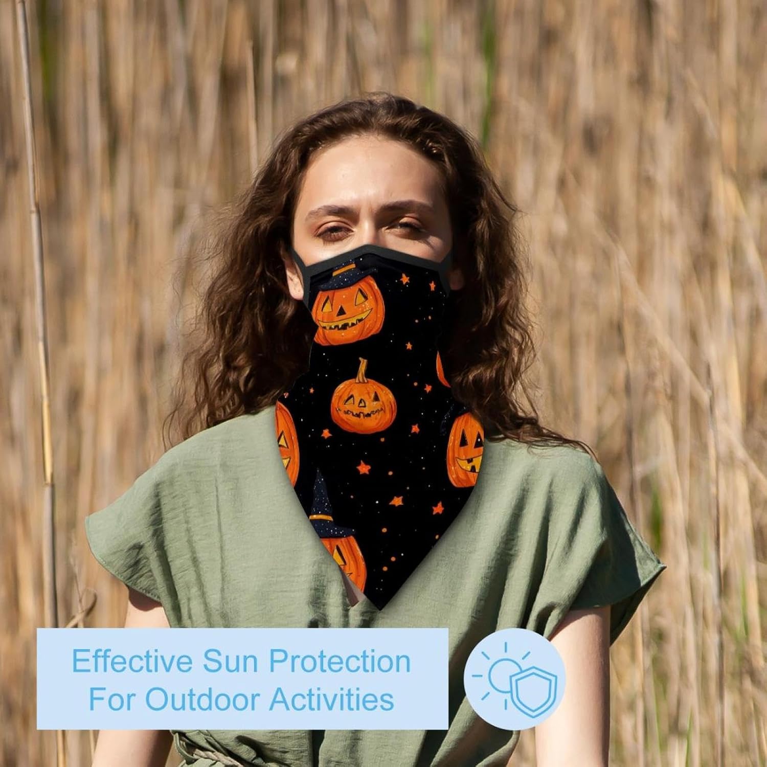 4 Pieces Seamless Pattern of Halloween Neck Gaiter Bandana Face Mask, Sun Cooling Scarf Gator Cover Head for Men Women