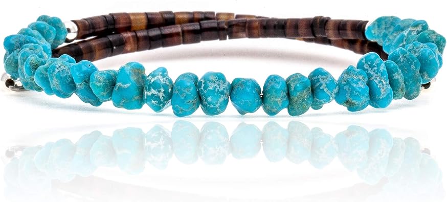 $80Tag Natural Turquoise Certified Navajo Native Adjustable Wrap Bracelet 22130 Made by Loma Siiva