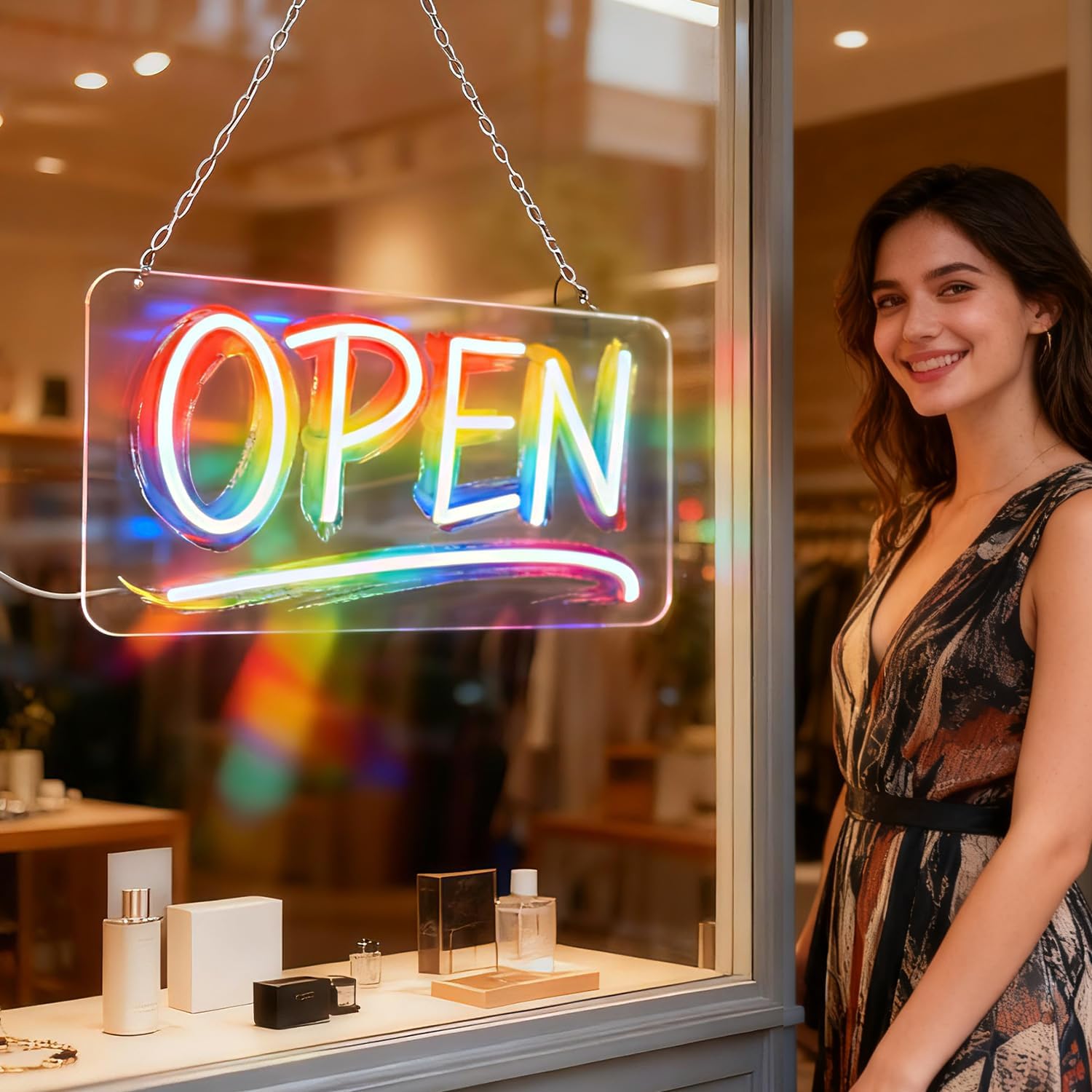 Open Signs for Business, LED Neon Open Sign Lighted Open Lights for Business Window Door Wall Hanging Coffee Snack Bar Restaurant Barbershop Retails Store Shop, USB Power & Dimmab