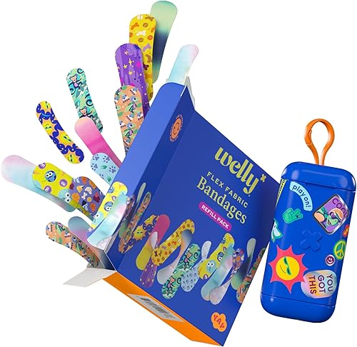 Miniatura 3 de Welly Vendaje Clip N' Go - Paquete de lata y recambio  Vendajes adhesivos de tela flexible y lata  Formas y patrones surtidos para cortes menores,