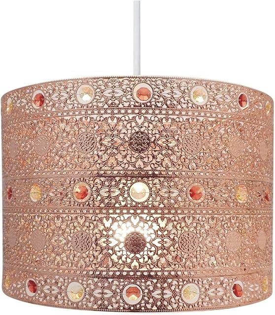 HOMION Chandelier Style Ceiling Light Shade Pendant Acrylic Crystal Bead Luxury Easy Fit Moroccan Gem Choose Design (Moroccan Gem Copper)