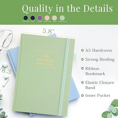Miniatura 2 de JUBTIC Diario de lectura, diario de lectura para revisar y seguir tu progreso de lectura, accesorios de libro de regalo para amantes de los libros y