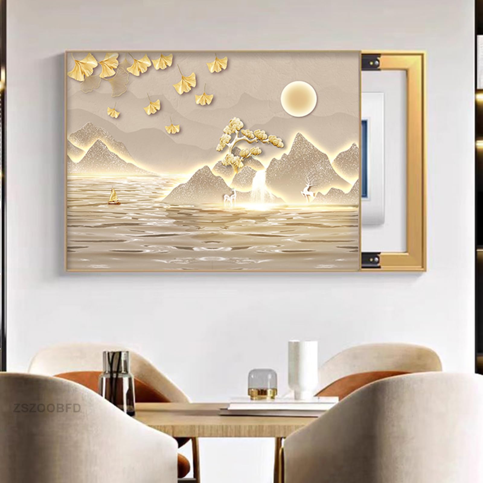 – Meter Box Decorative Painting Electrical Panel Cover Decorative Creativity Fuse Box Cover Cabinet Indoor Removable Electrical Meter Cover Fuse Box Cover Cabinet,01,W50*H40cm