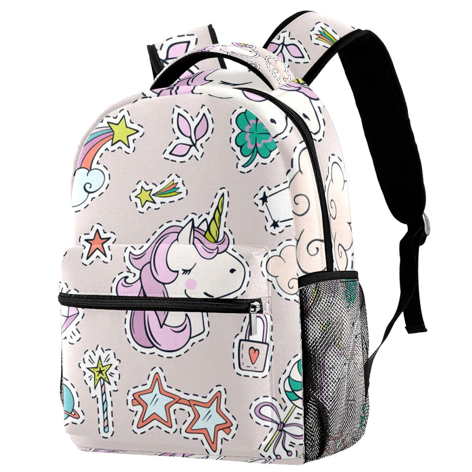 Sac à dos décontracté multicolore avec motif licornes et nuages - 7