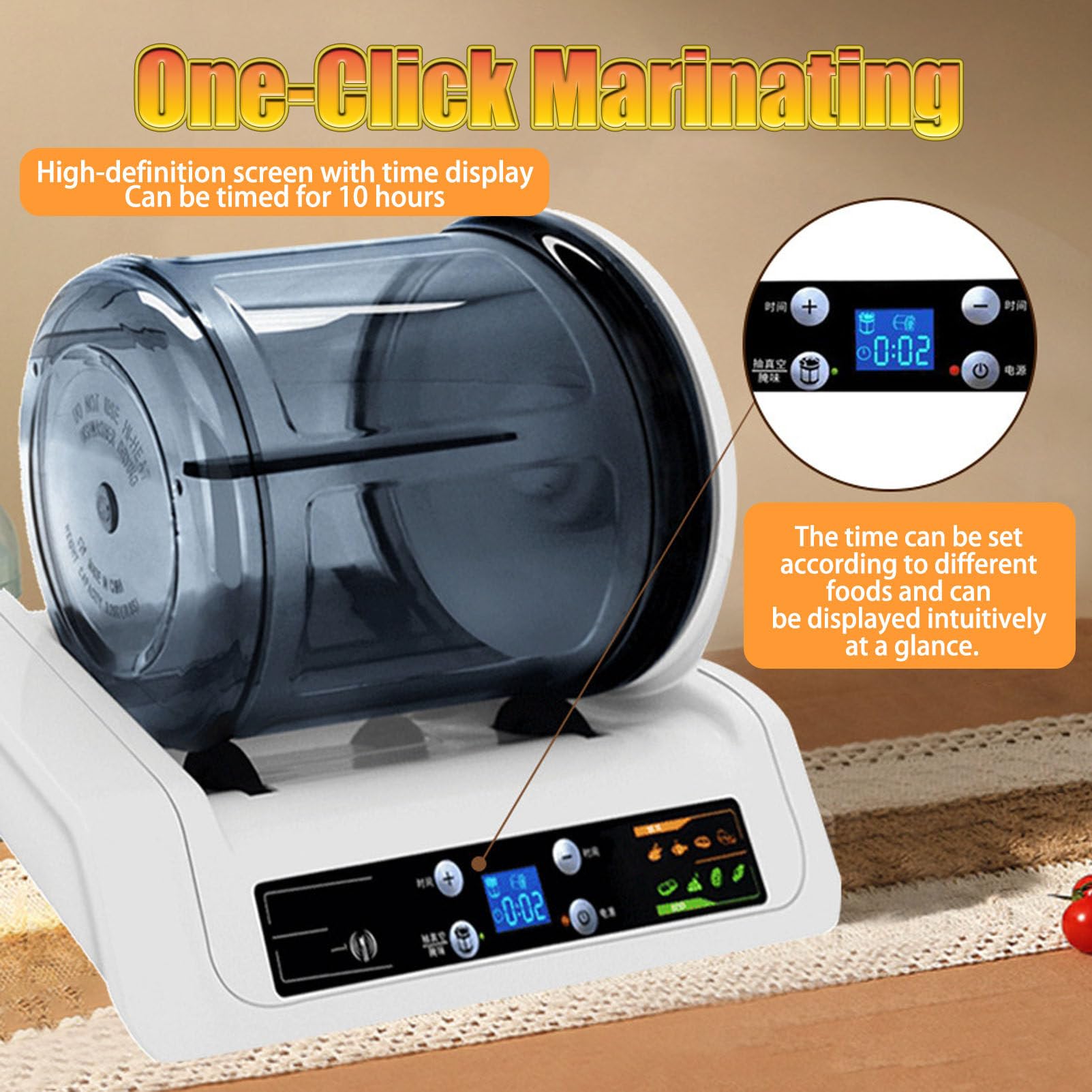 Marinadora Al Vacío, Máquina Eléctrica para Marinar De 5 litros con Apagado Automático, Temporizador De 0 a 10 Horas Y Control Táctil, para Marinar Carne Y Verduras