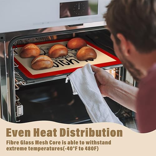 Miniatura 7 de Bokon Juego de 4 alfombrillas de silicona para hornear, regalo para Navidad, tamaños de media hoja, antiadherentes, reutilizables, para hornear,