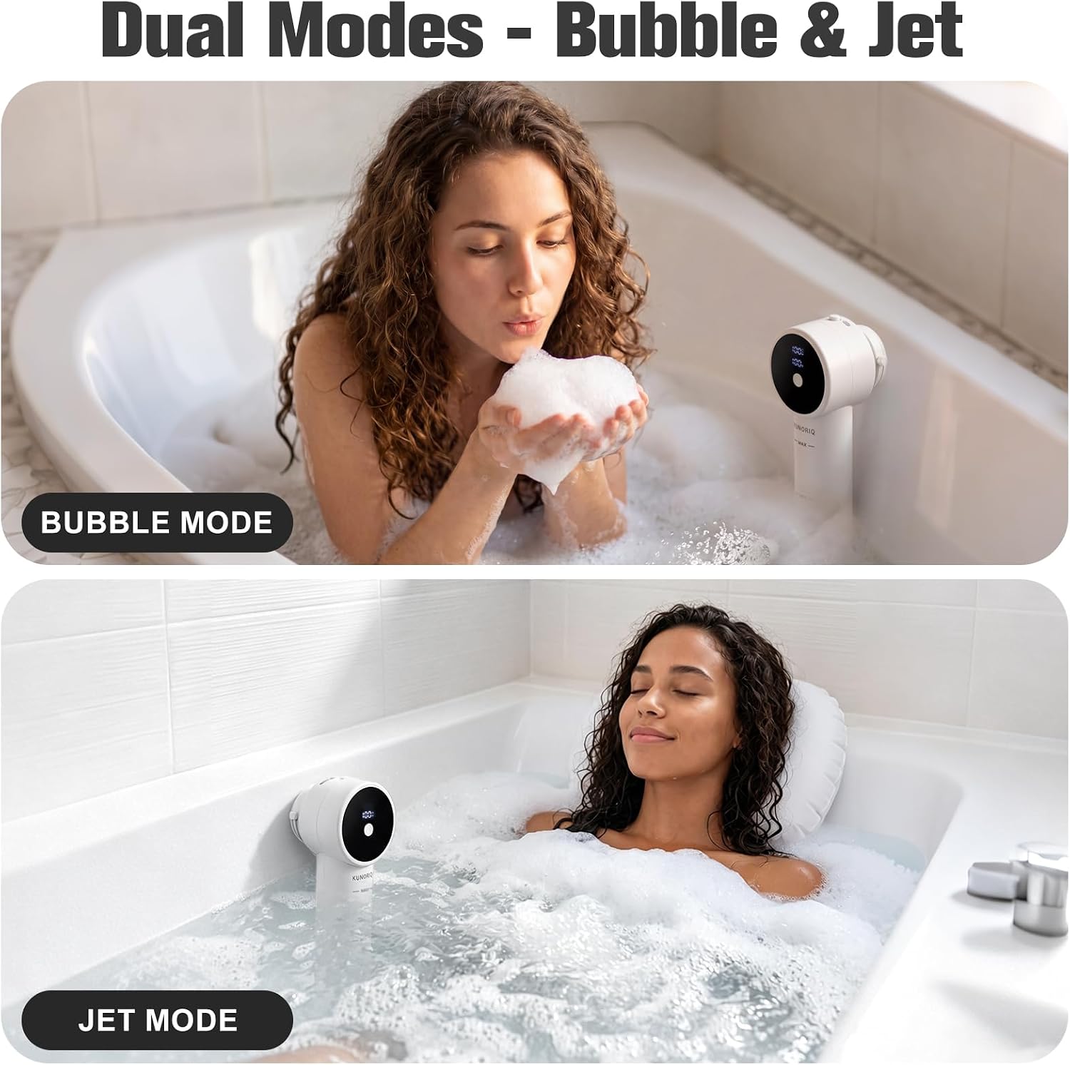 Portable Bath Spa for Tub, Bath Jet Spa & Bubble Bath Massager | Turn an ordinary bathtub into a relaxing spa experience with jet massage, bubble mode, and cordless convenience