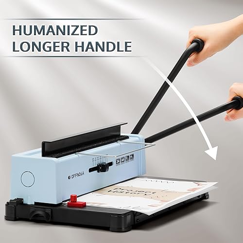 Miniatura 6 de OFFNOVA Máquina de encuadernación de alambre, perfora 12 hojas, 34 agujeros cuadrados, encuadernación de 120 hojas con margen lateral ajustable,