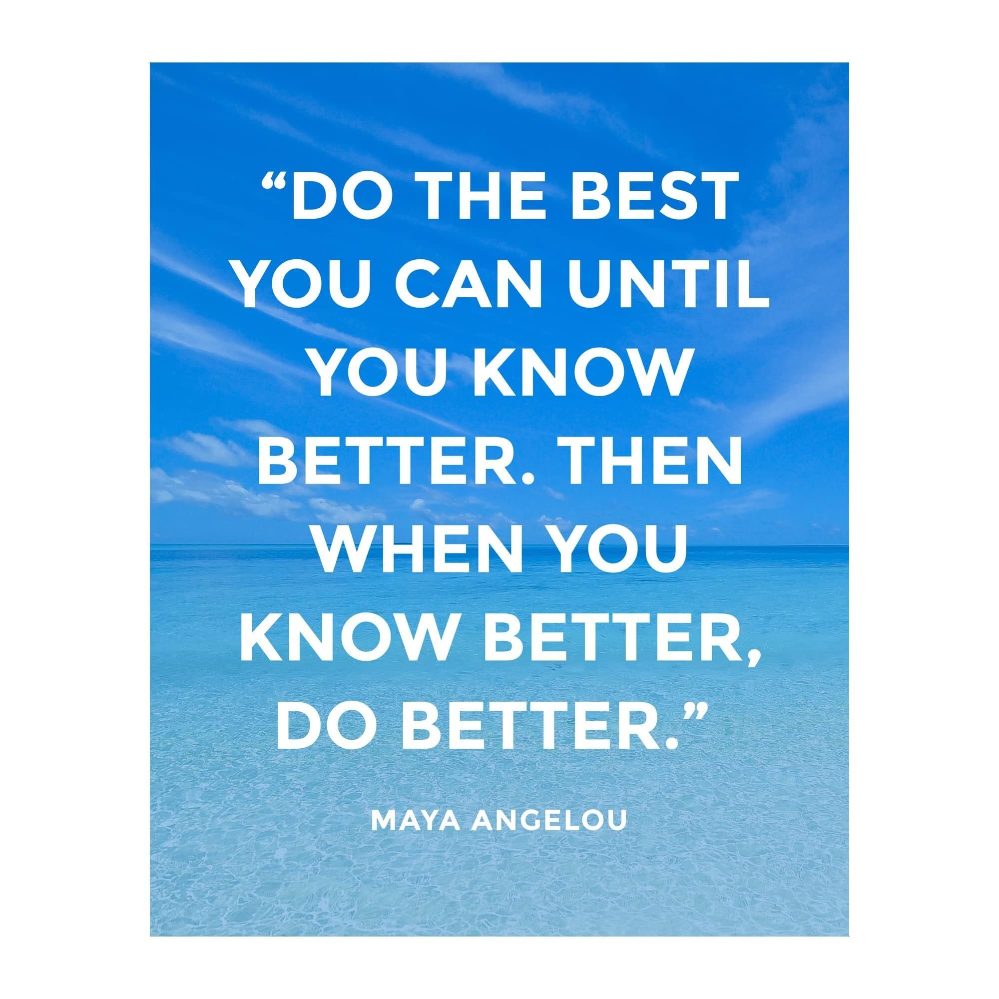 SSOPTMCB Motivational Ocean Quote Print Know Better Do Better Typography Wall-Art for Coastal Home Office or School Decor