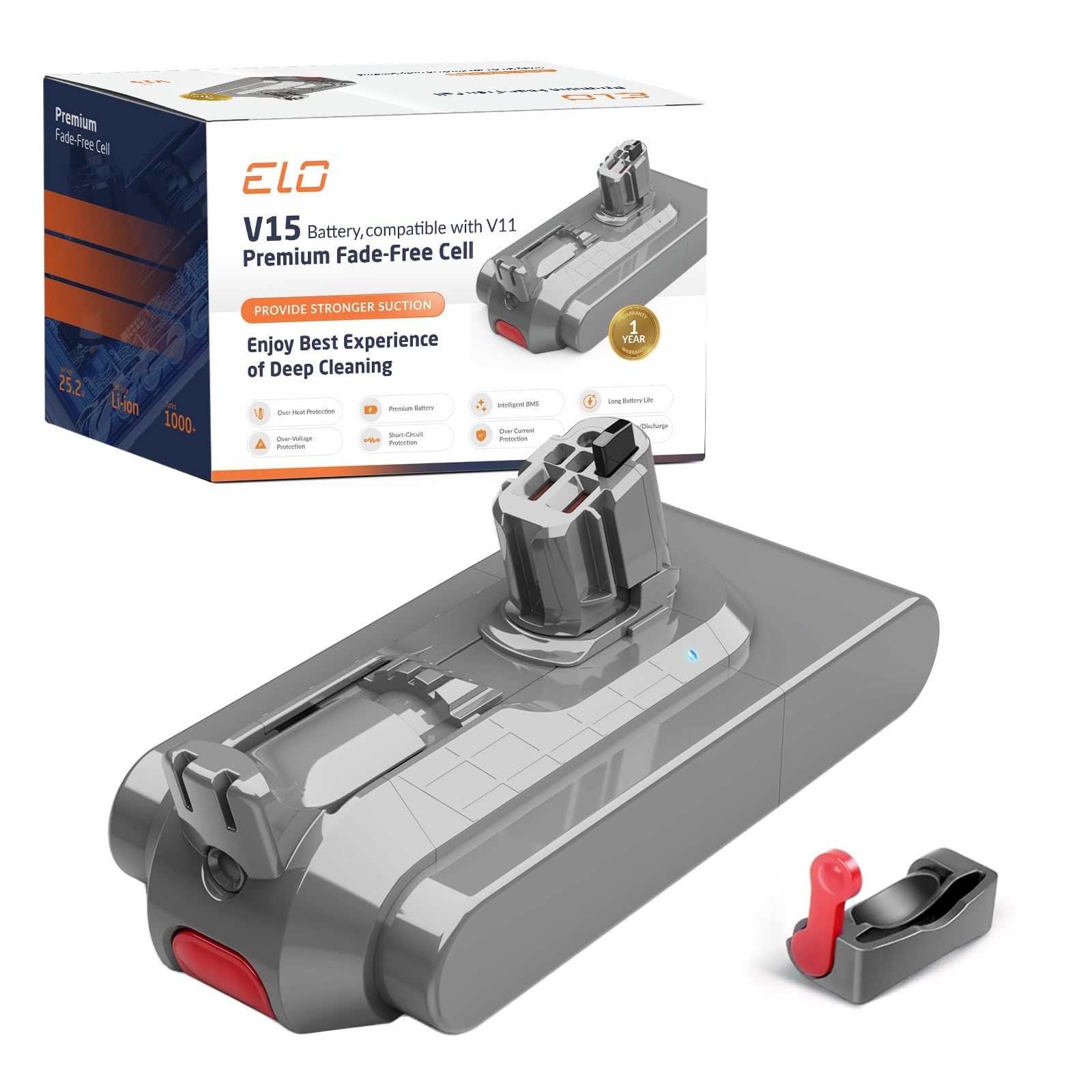 95 Mins V11/V15 Battery Replacement - High Capacity, Fast Charging, Strong Suction - Built for Dyson V11/V15 Click-in battery vaccums/ Detect Submarine/Outsize/Extra/Absolute Series - SV15,SV22, SV47