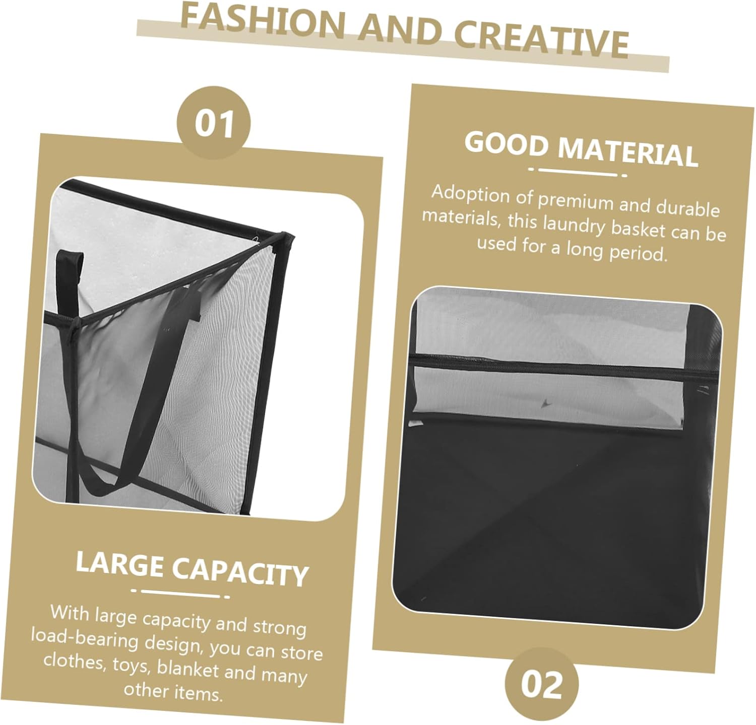 VOSAREA Dirty Clothes Basket with Handles Portable Mesh Laundry Hamper for Home and Travel Tear Resistant Storage Organizer for Bedroom and Closet Space Saving Double Layer Design