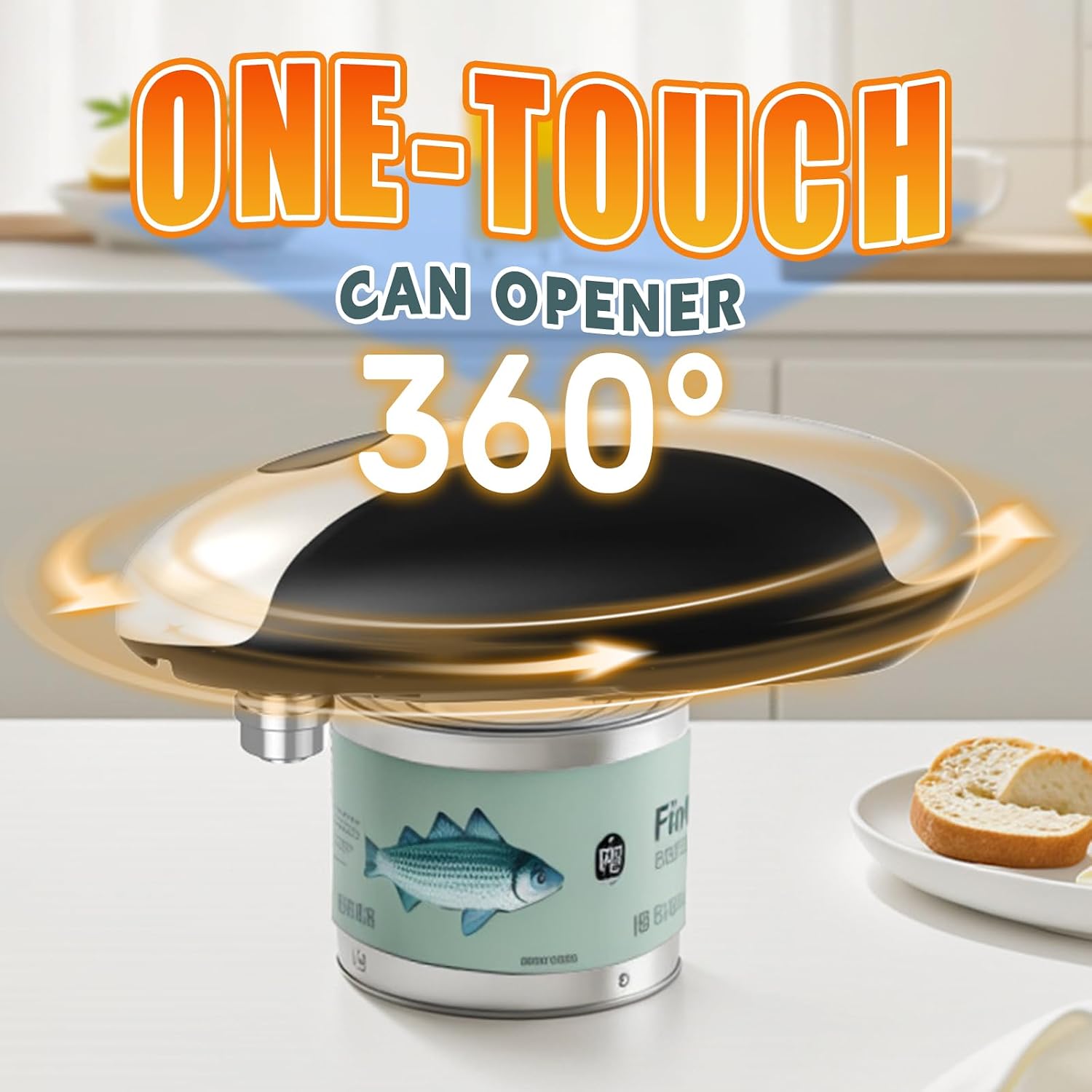 Electric Can Opener, One-Touch Automatic Can Opener Rechargeable with USB-C Fast Charge, Smooth Edge Electric Can Opener Fits Most Can Sizes, Hands-Free Can Opener for Kitchen, Seniors & Arthritis