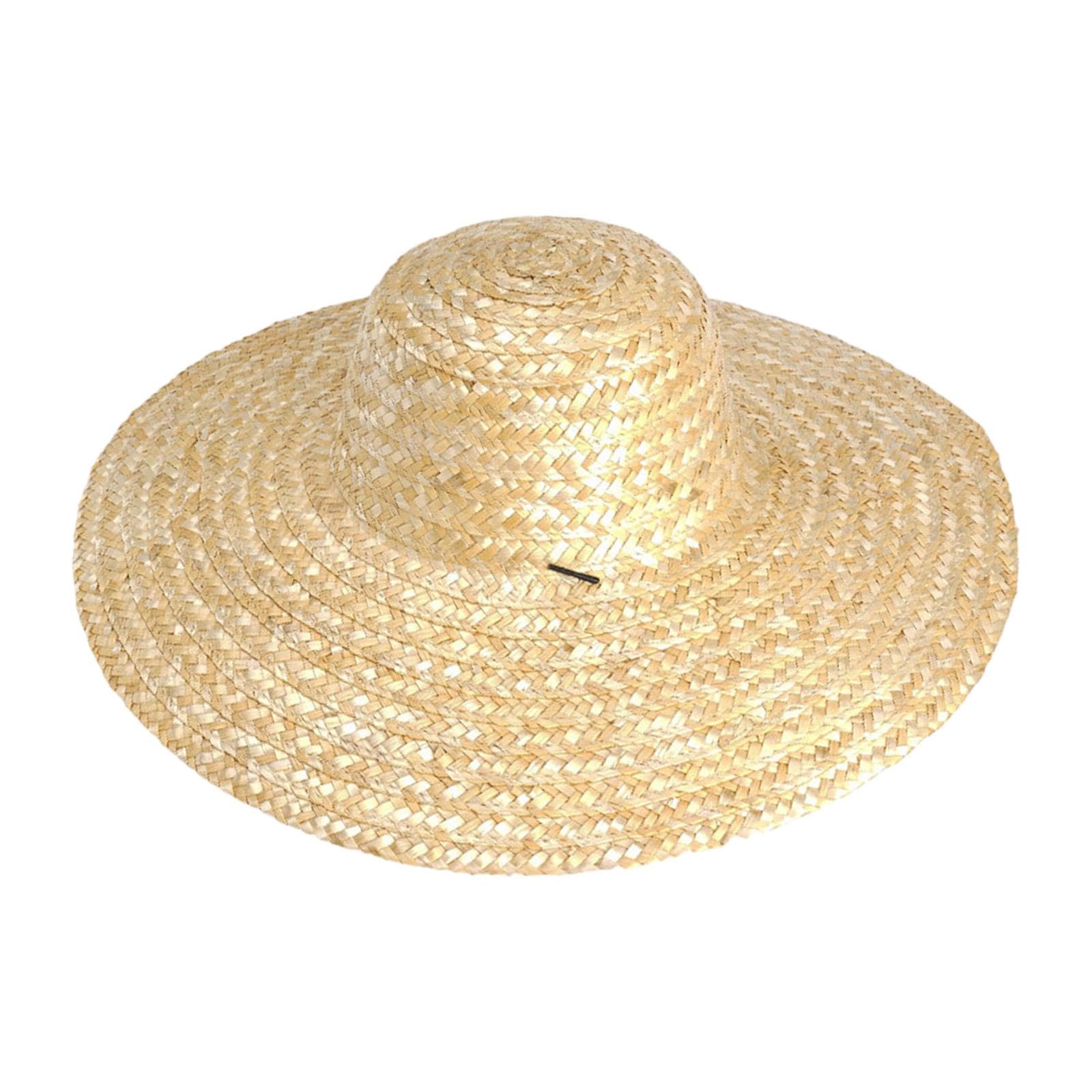 B Baosity Sombrero de Protección Solar Fabricado en Paja Ligera Equipado con Correa para Viento y Cordón Ajustable Adecuado para Jardinería Pesca Camping
