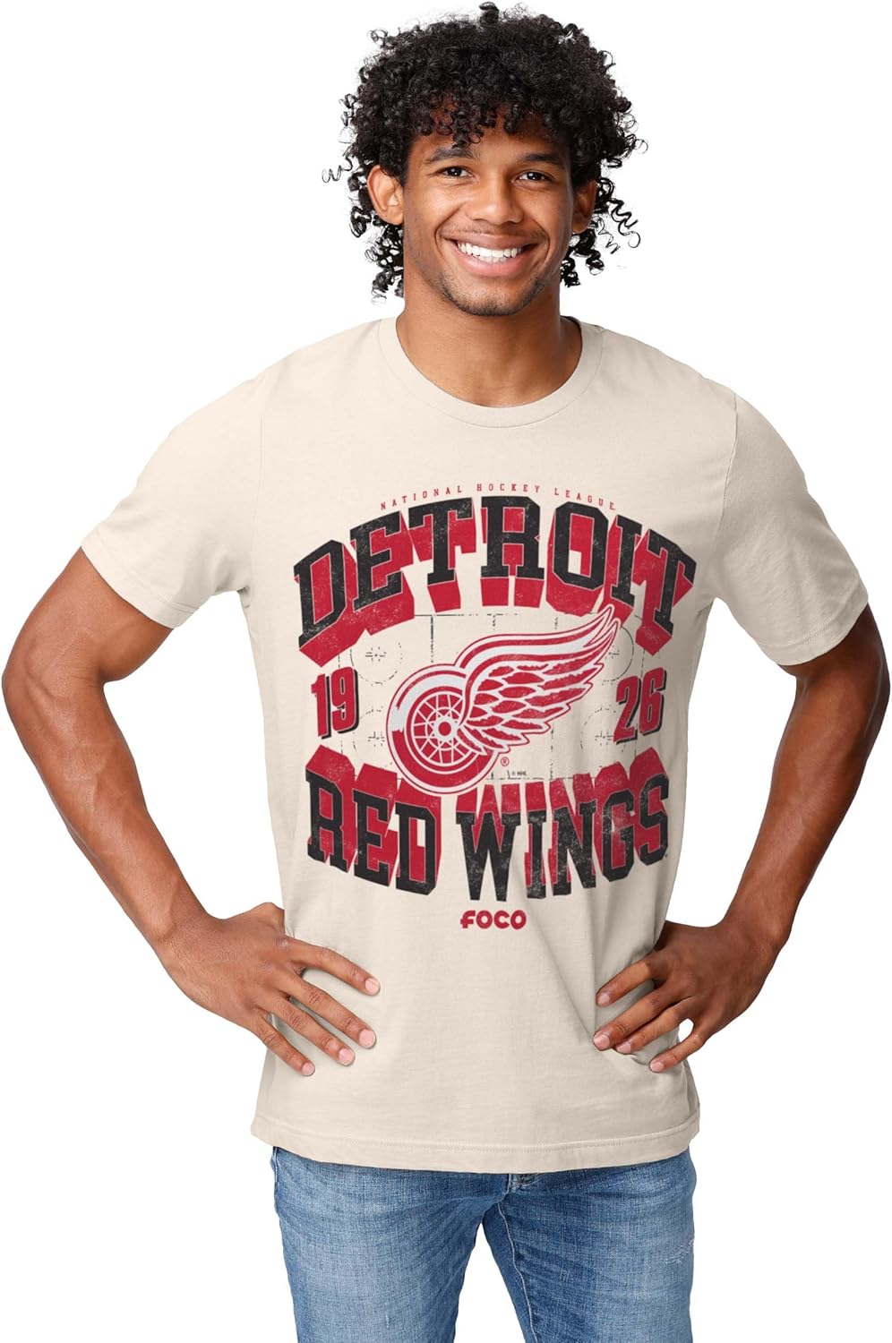 FOCO Men's NHL Team Logo Rink Arched Wordmark Short Sleeve T-Shirt