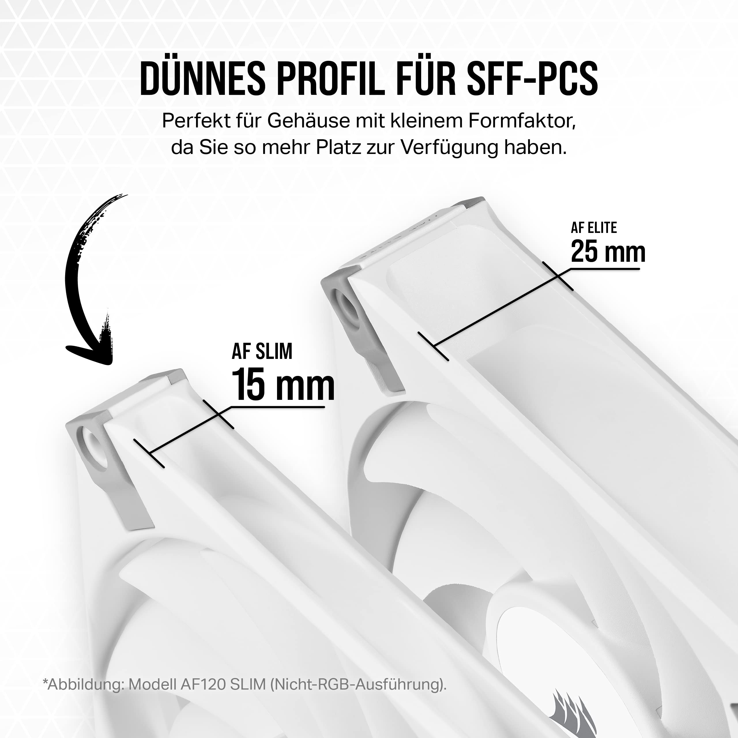 Corsair AF120 RGB Slim, 120-mm-PWM-Lüftersatz Mit Dynamischem Lager - Dünnes Profil Für Kleine Gehäuse - Bis zu 2000 U/min - 8 Adressierbare RGB-LEDs - Doppelpack Mit Lighting Node CORE - Weiß