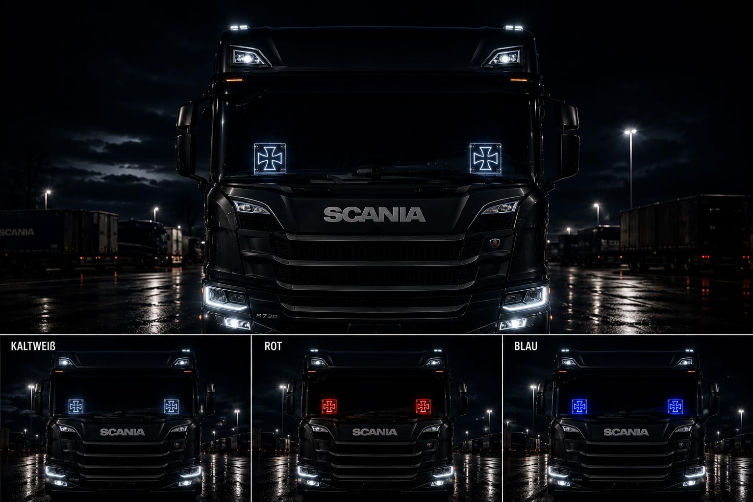 LKW Zubehör Innenraum – LED Leuchtschild 24V / 12V Namensschild mit Eisenkreuz Design – Helle Beleuchtung & Dekoration für LKW Fahrer