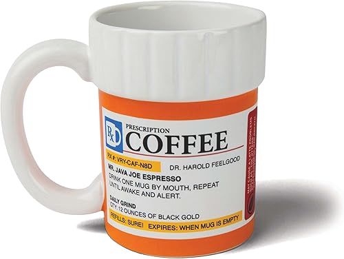 Big Mouth Toys BMMU-0008 - Botella de píldoras recetadas, taza de café, 12 onzas