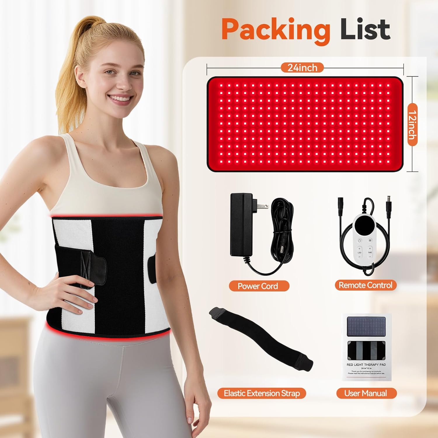 Red Light Therapy Mat for Body 24"x12" with 242 LEDs (726 Chips), 660nm Red and 850nm Near Infrared Light Therapy Pad, 3 Modes, 5 Brightness Levels for Back Waist Legs Abdomen Knee Shoulders
