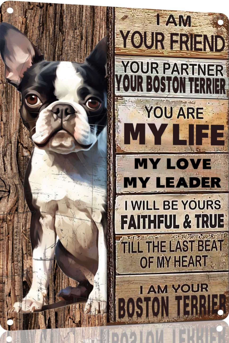 Boston Terrier Metal Sign Tin Sign Vintage Wall Art I Am Your Friend Gift For Dog Lovers Vintage Wall Art Prints Funny Outdoor Decor For Home Decor Mancave Decor 6x8 Inch