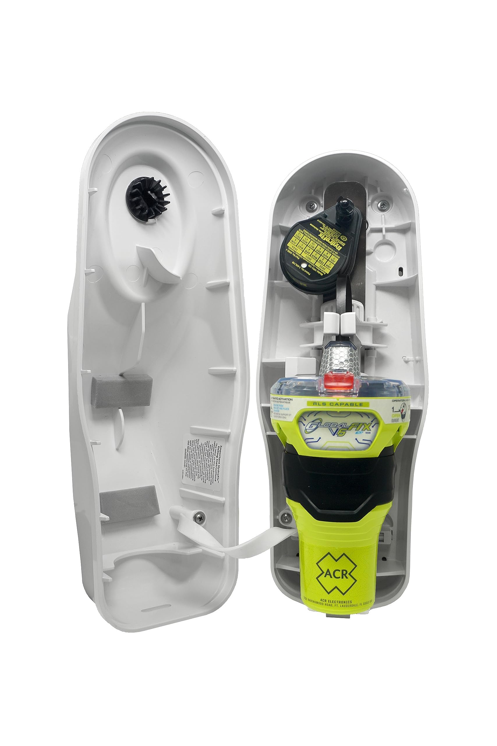 ACR GlobalFix V6 EPIRB GPS – SOS Satelital 406 MHz, GNSS, RLS, App Móvil, Soporte Cat 1 con Liberación Automática (2853), Señal 121.5 MHz, Batería 10 Años, Sin Suscripción