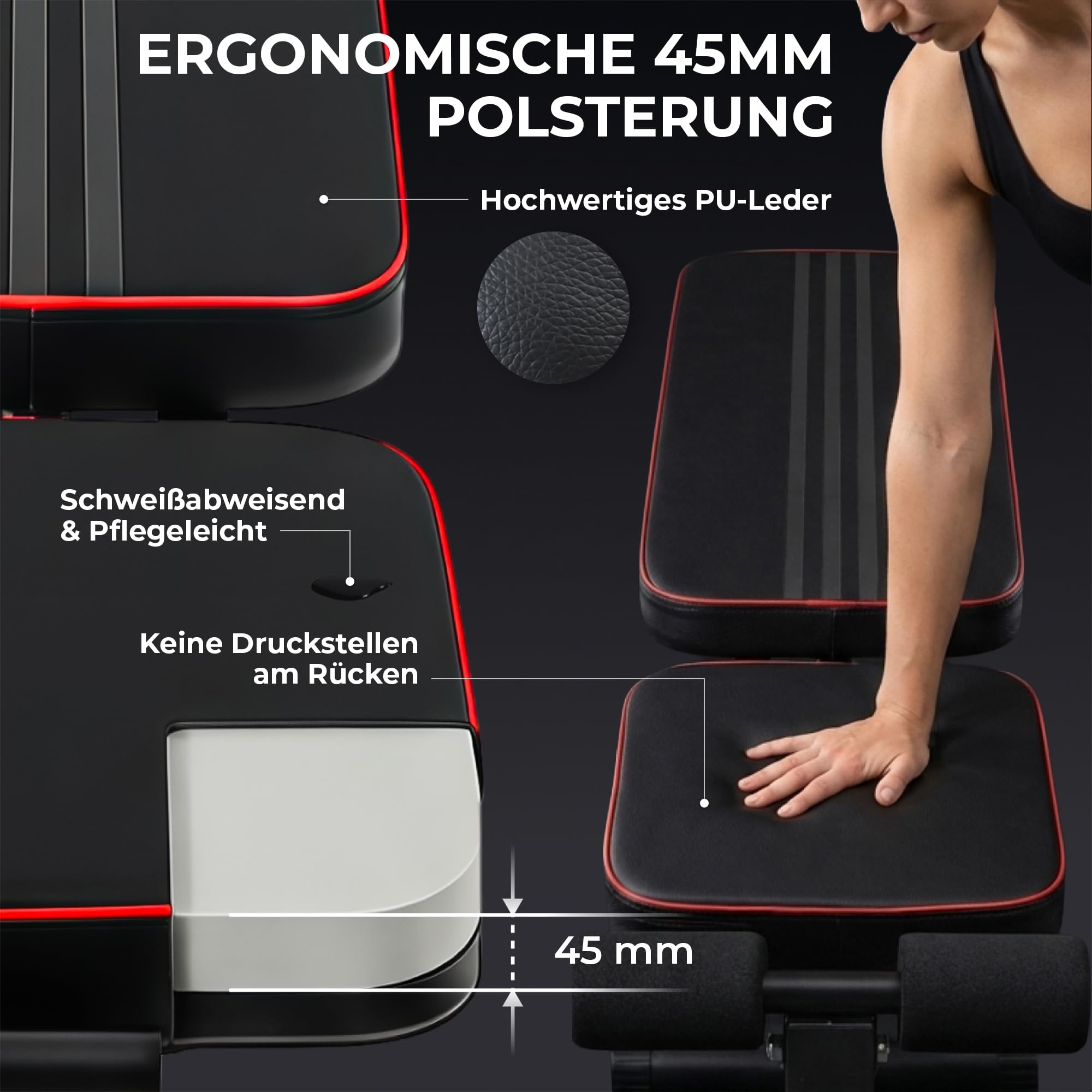 7-in-1 Hantelbank klappbar & verstellbar, bis 200kg belastbar | Schrägbank, Fitnessbank, Trainingsbank, Rückentrainer, platzsparend, 7 Positionen verstellbar, inkl. 2 Widerstandsbänder