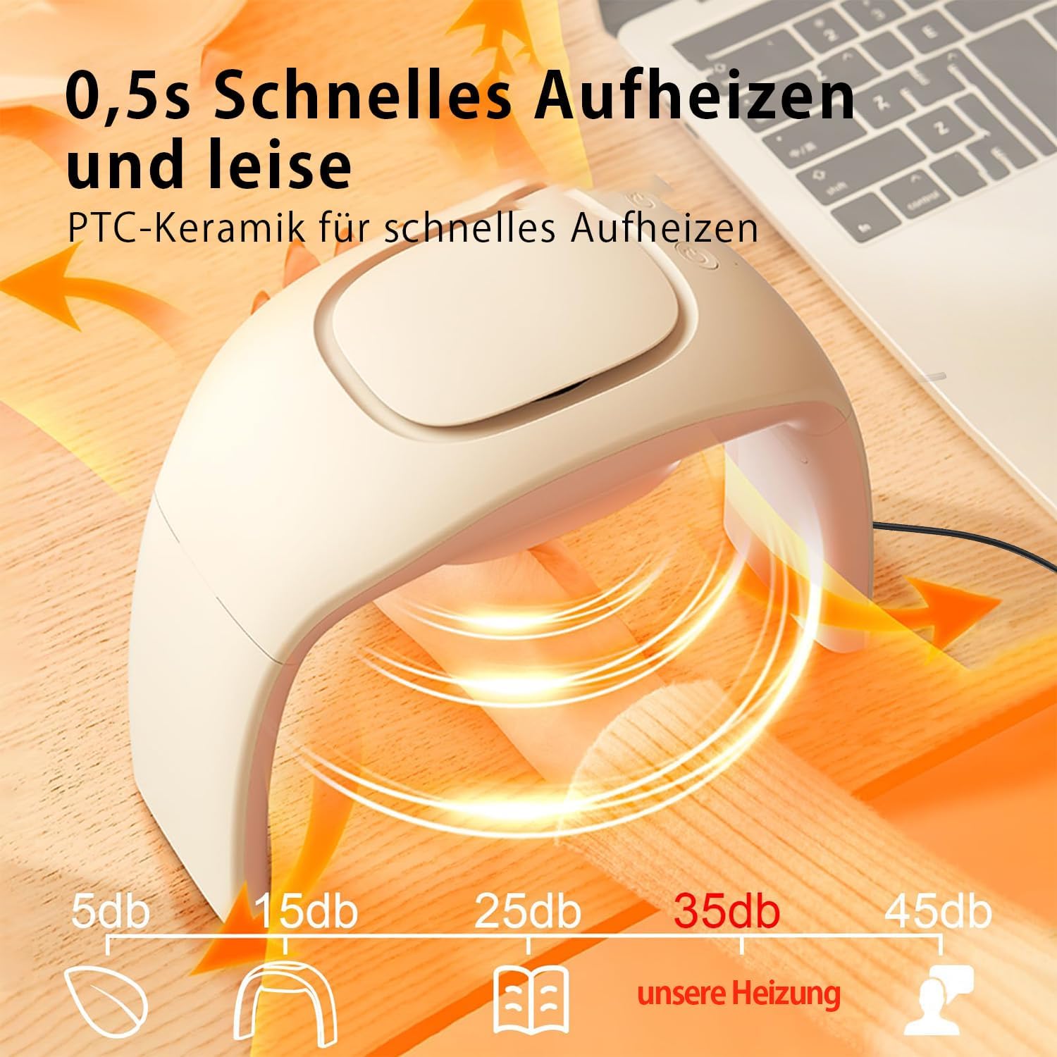 Space Heaters for Indoor Use,Desk Hand Warmer Ceramic Energy Efficient Heater with Thermostat,Personal Electric Desk Hand Heater,Heated Mouse Pad Hand Warmer for Office Christmas Gifts,Beige