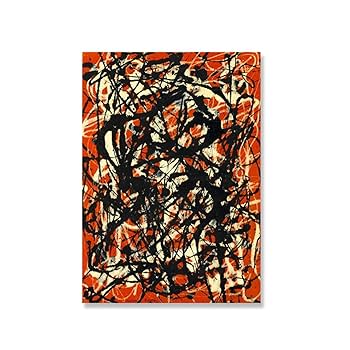 Amazon.co.jp: マイクポロックレプリカ抽象赤と黒のプリント