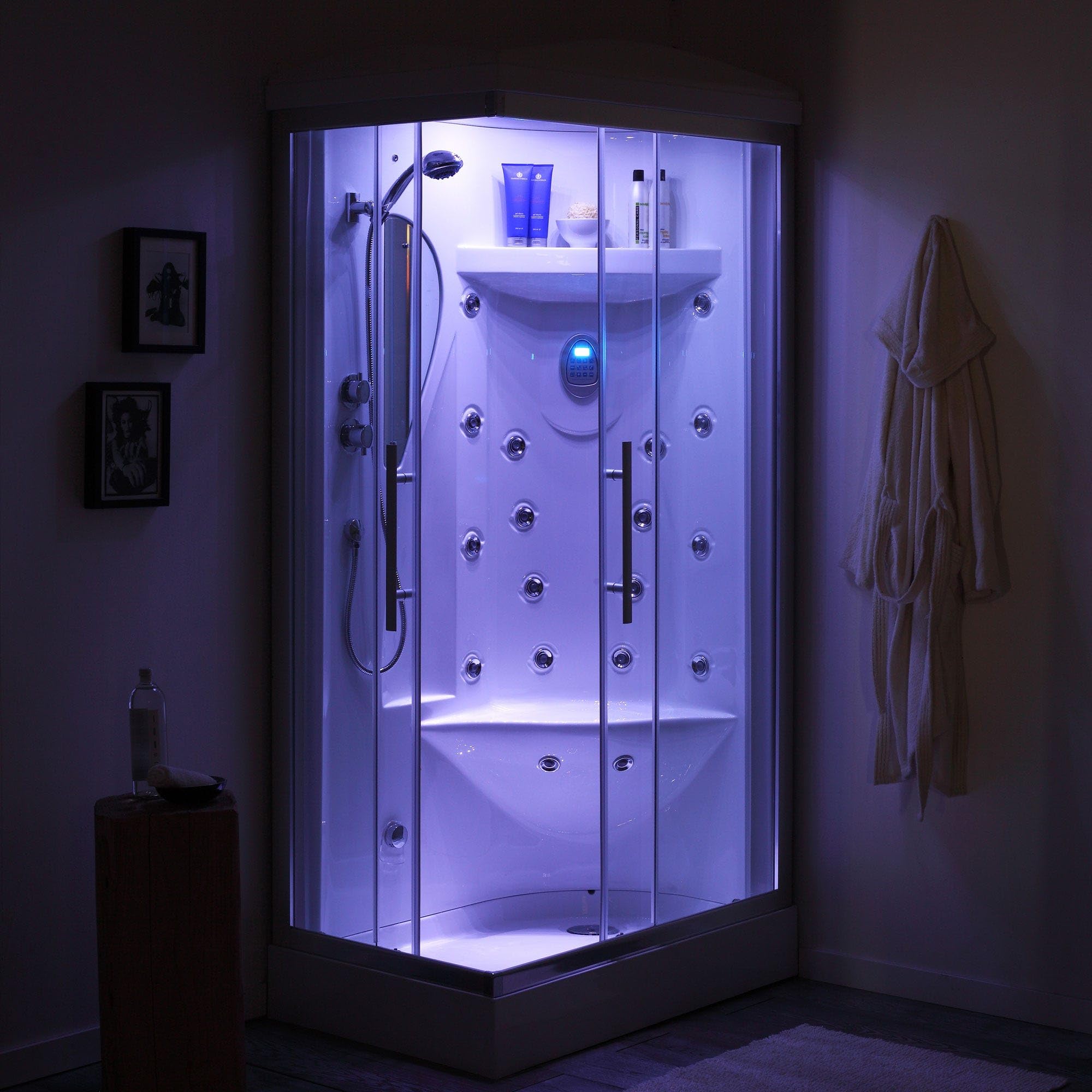 Kiamami Valentina - Mampara de ducha multifuncional 70x110 derecha con baño de vapor | Iride