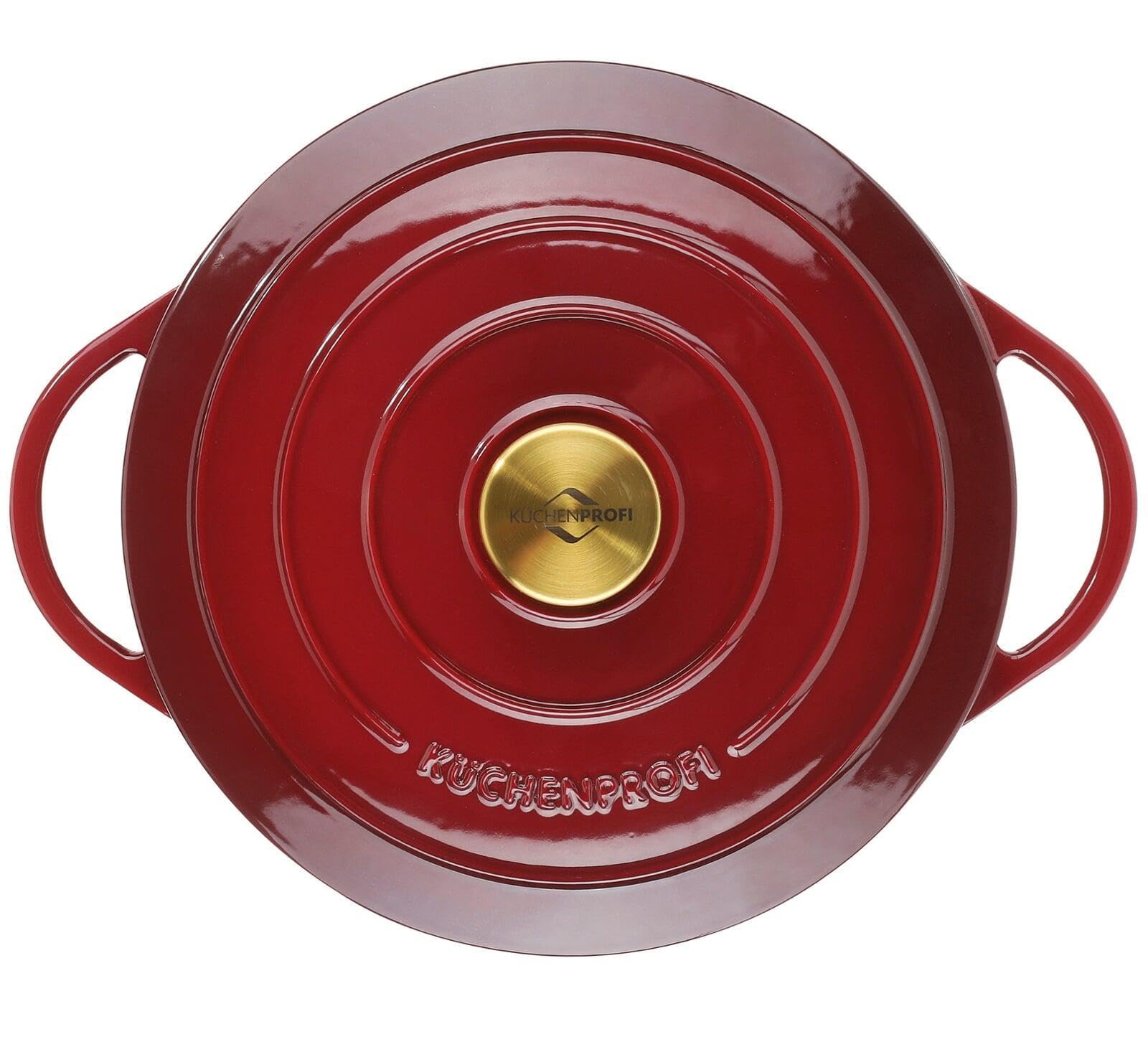 KÜCHENPROFI Gusseisen Bräter mit Deckel, rund, 26 cm, emailliert, médoc | Schmortopf, emailliertes Gusseisen, für alle Herdarten, induktionsgeeignet, grillgeeignet, robust, pflegeleicht