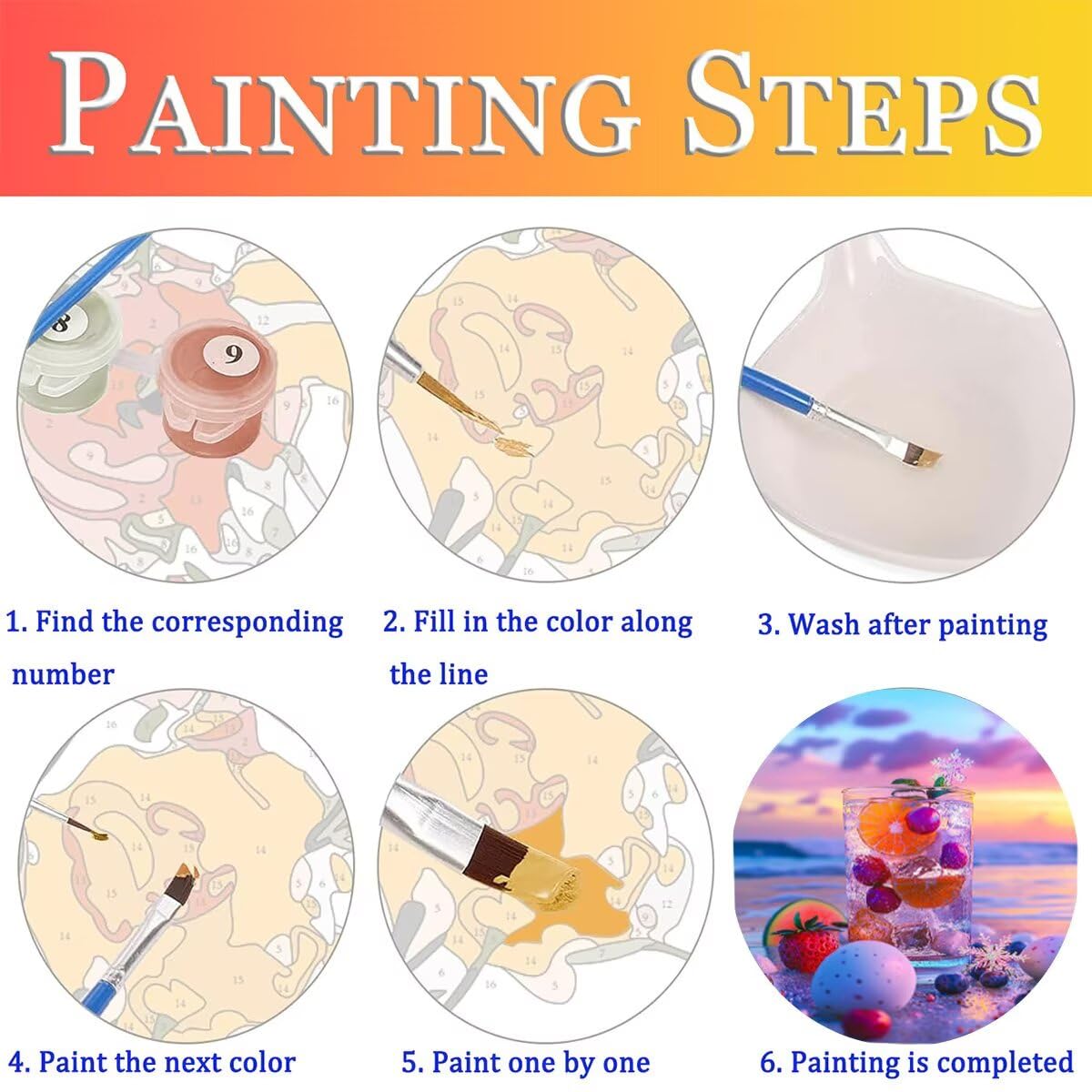 Dipingere con i Numeri Frutta, Paint by Numbers Adulti Oceano, Fai da te Creativi Adulti Quadri da Dipingere Numerati Kit per Decorazione Della Parete di Casa, Regalo 70x95 cm Senza Cornice O9-S