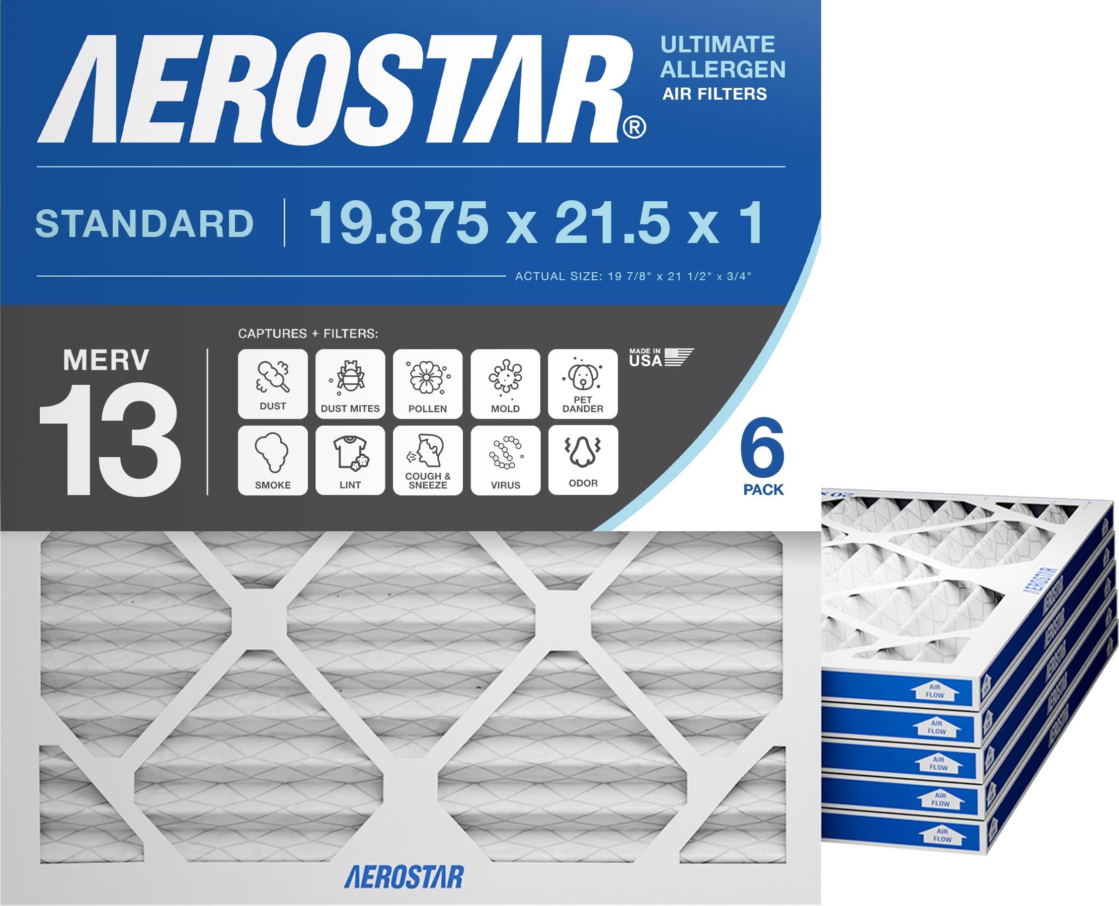19 7/8 x 21 1/2 x 1 MERV 13 6 Pack