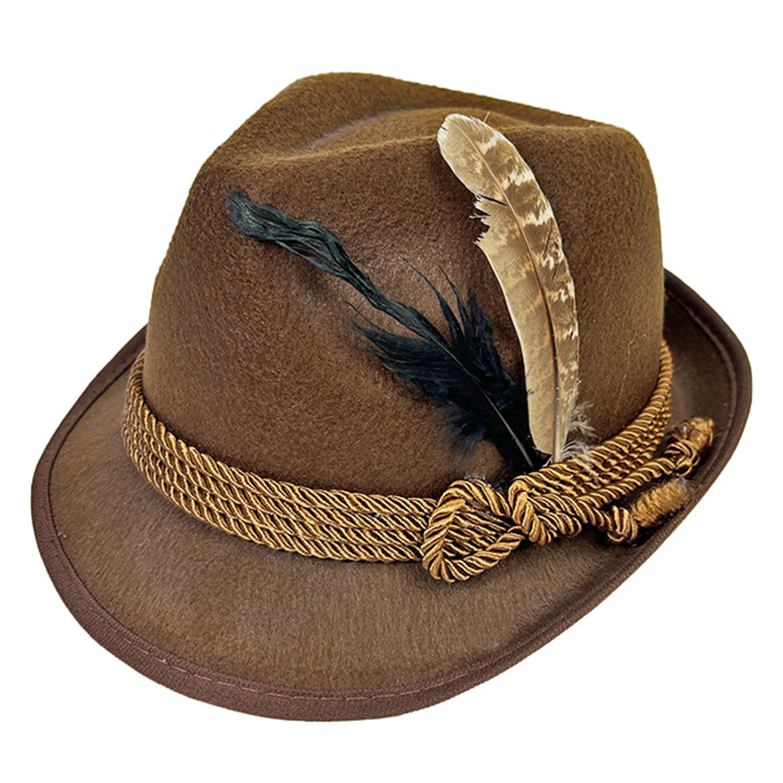 Oktoberfest Hat, German Bavarian Felt Seppel Hat with Feather for Men & Women, Traditional Fancy‑Dress Accessory for Oktoberfest, Carnival, Themed Parties & Beer Festival Celebrations