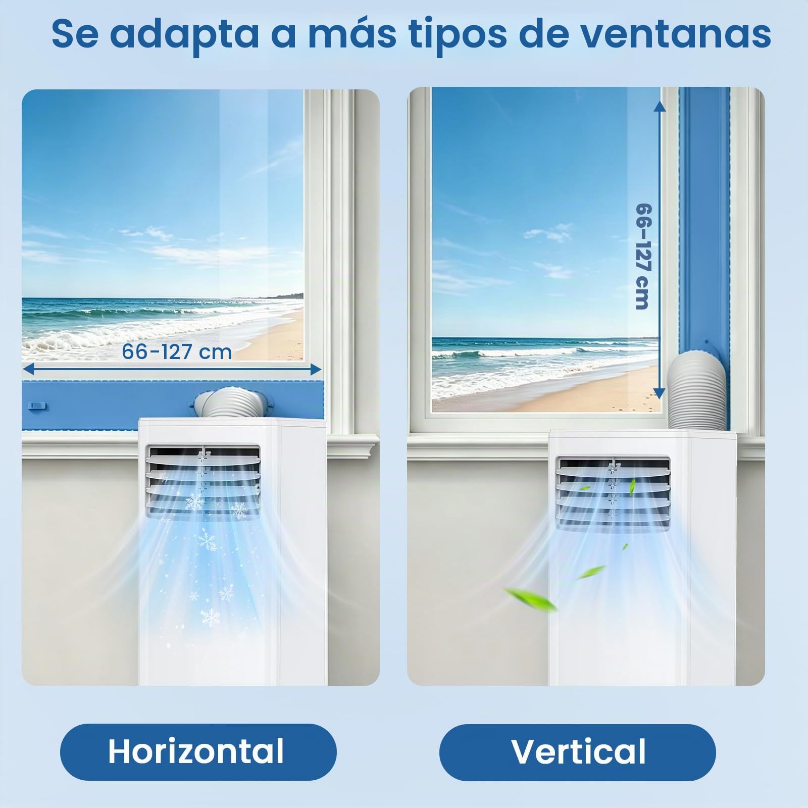 Electactic - Aire acondicionado portátil 8.050 BTU, ventilador deshumidificador de CA 3 en 1 con visualización LED, control remoto, silencioso, modo de reposo, ruedas de 360°, kit de ventana para