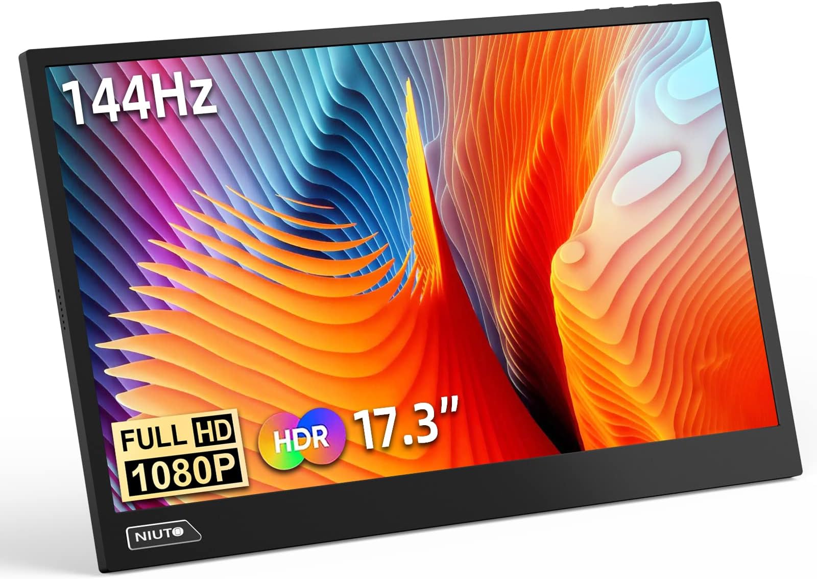 Portable Monitor 144hz 17.3 inch 100% sRGB FHD HDR IPS 1920x1080 VESA Ultra-Slim Screen Dual Speakers with Type-C Mini HDMI for Laptop Phone PC Switch ps5 Xbox MacBook Mac