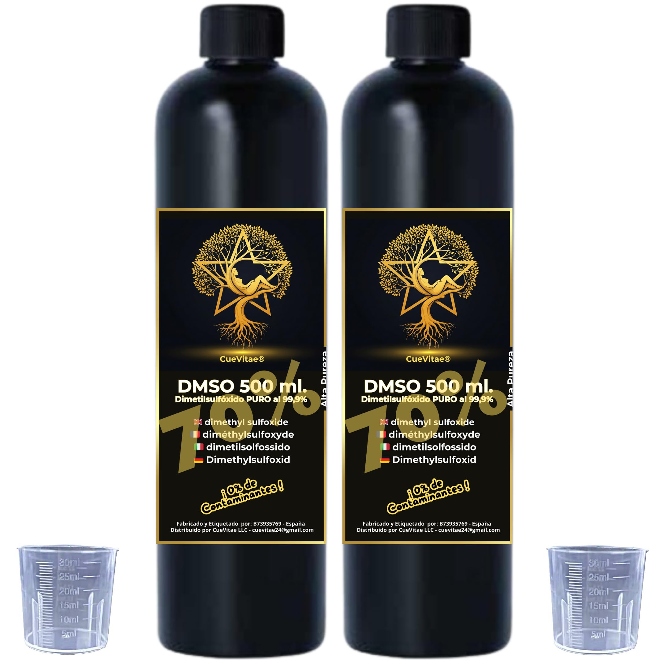 DMSO 70% 2x500 ml | Dimetilsulfóxido | Botellas HDPE | Lote de recipientes técnicos de precisión. Uso exclusivo laboratorio, solvente orgánico de alta pureza y uso general.