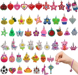 Lot De 50 Breloques En Silicone Pour Bracelets, Pendentifs Et MatéRiaux Faits à La Main, Styles Aléatoires