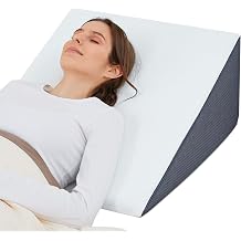 Bed Wedge Pillow for Sleeping, 10" 24" 24" Bamboo Triangle Pillow Wedge, Cooling Memory Foam Top, Elevated Support Wedge Pillow - Removable Washable Cover