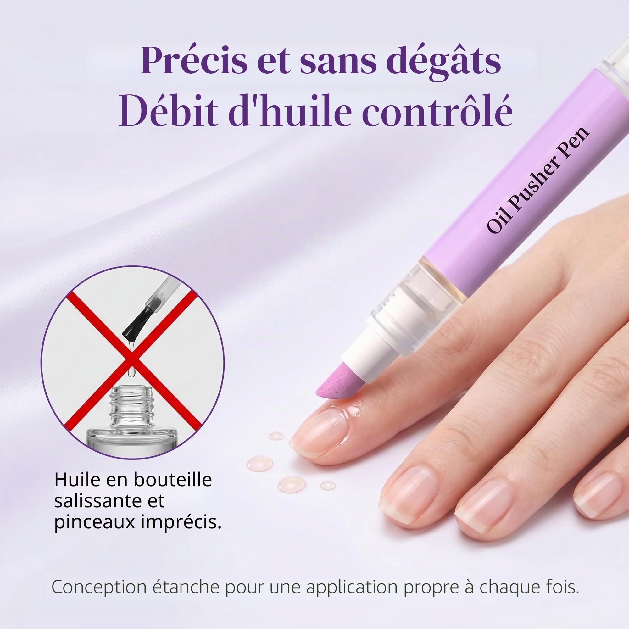 Stylo à Cuticules 2 en 1, Huile Cuticules Ongles avec Pointe Céramique, Repousse Cuticule Soin, Nail Care Pen pour Cuticules Sèches et Abîmées (2 pièces)