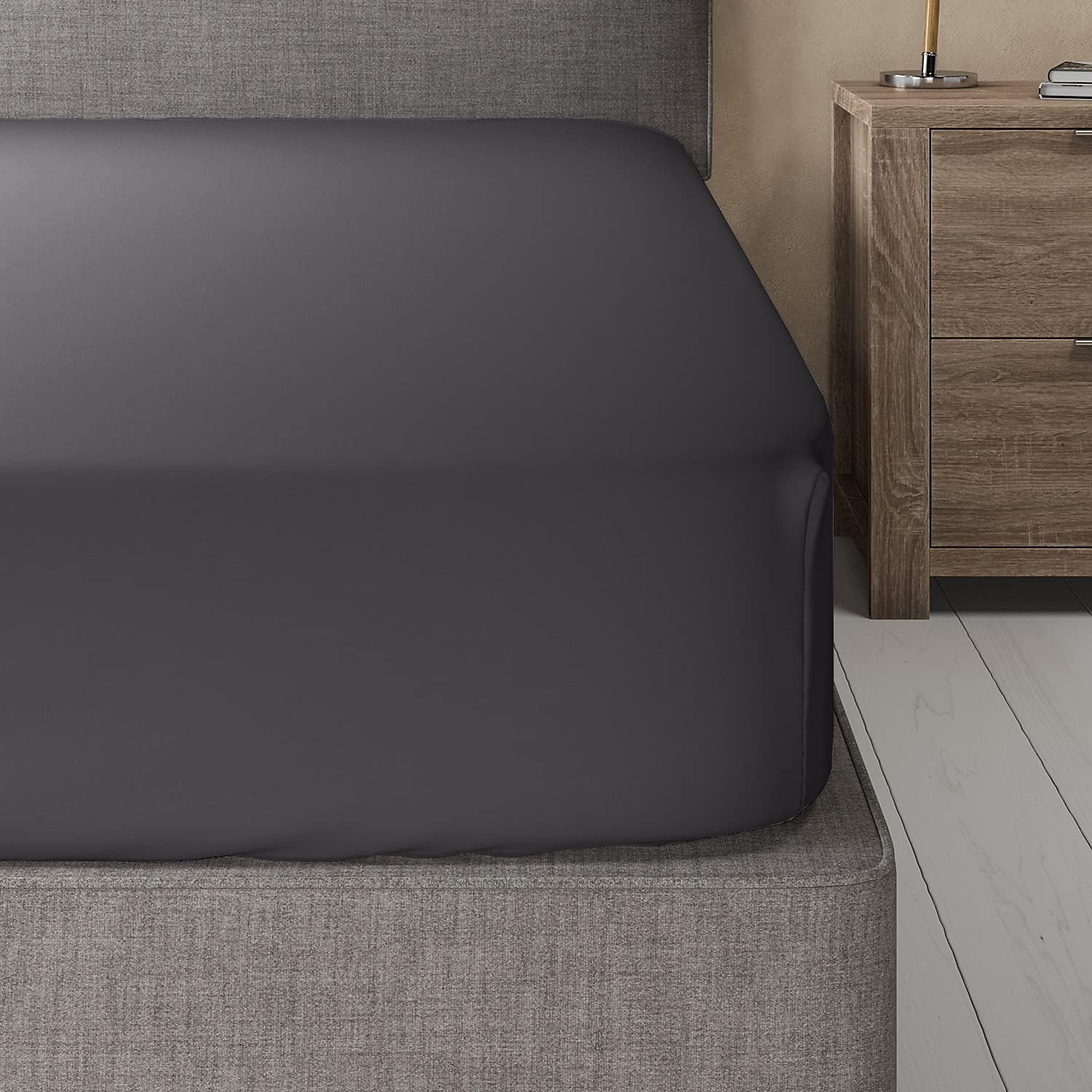 Viscose from Bamboo-Cotton Blended Fitted Sheet Only (King, Solid Teal) Silky Soft 16-Inch Deep Pocket Bottom Sheet