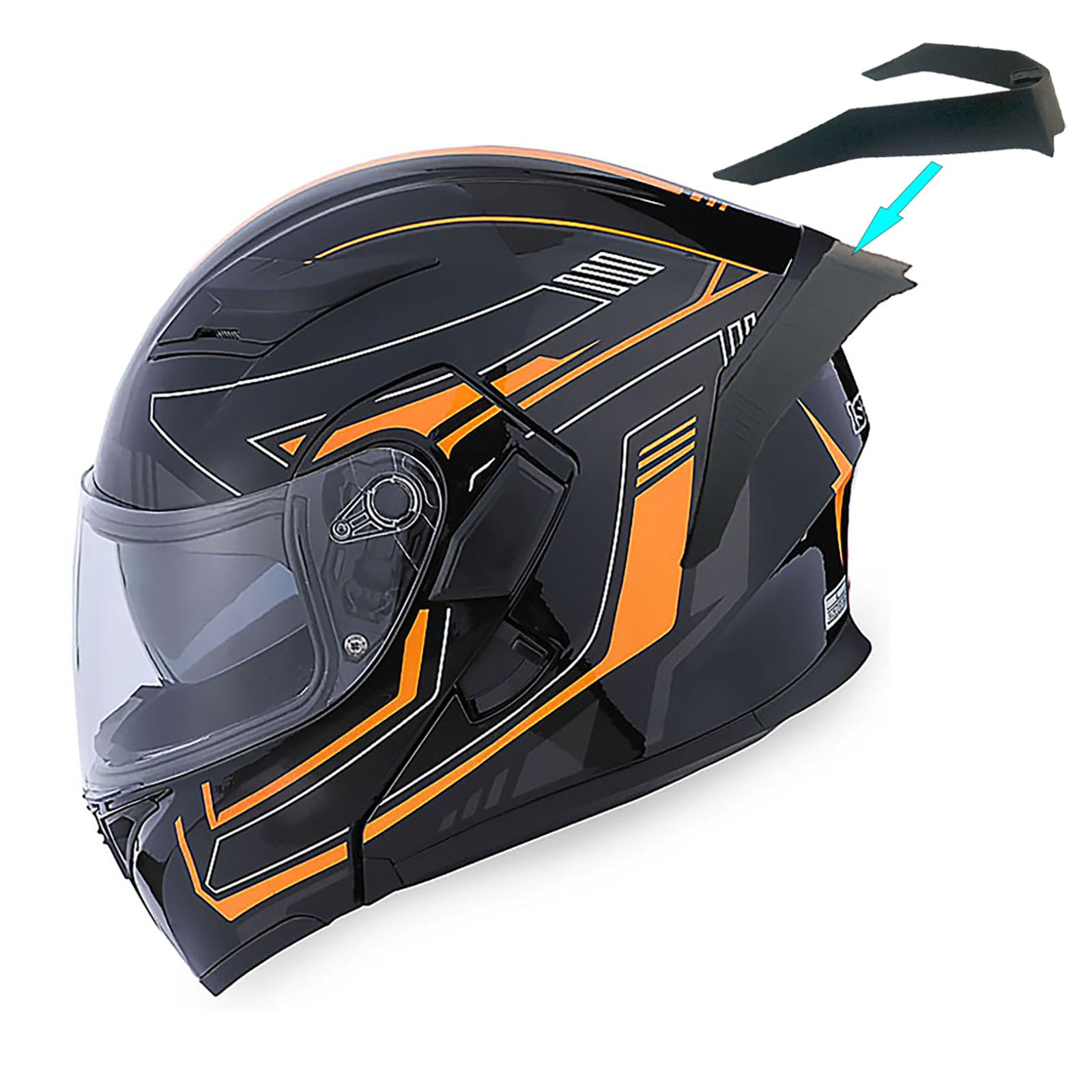 1Storm Motorcycle Modular Full Face Helmet Flip up Dual Visor Sun Shield: HB89 Arrow Orange